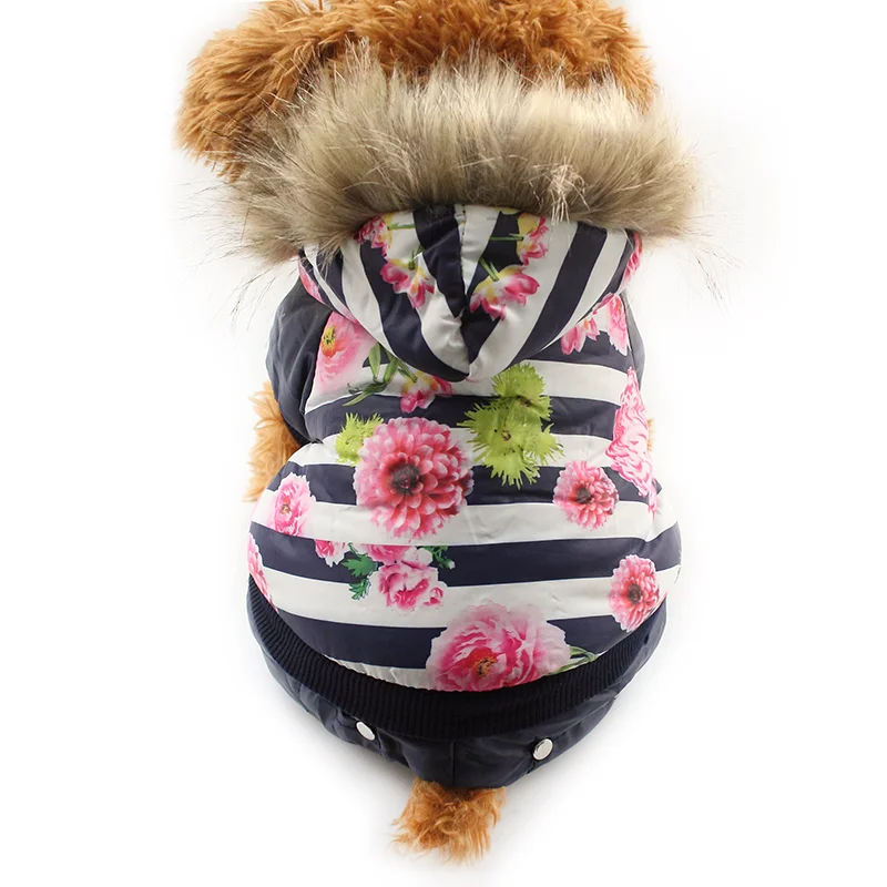 Image Armi store Floral Fashion Winter Warm Dog Coat Dogs Stripe Coats Pet Jackets 6141028 Ppuppy Clothes Supplies