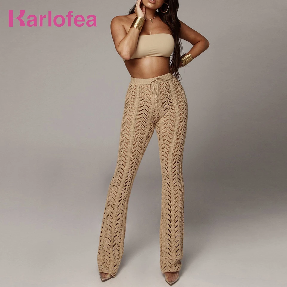 Karlofea Summer Autumn Fashion Hollow Out Long Trousers Khaki Black White Beach Outfits Women Sexy Casual Knitted Bottom Pants
Karlofea Summer Autumn Fashion Hollow Out Long Trousers Khaki Black White Beach Outfits Women Sexy Casual Knitted Bottom Pants