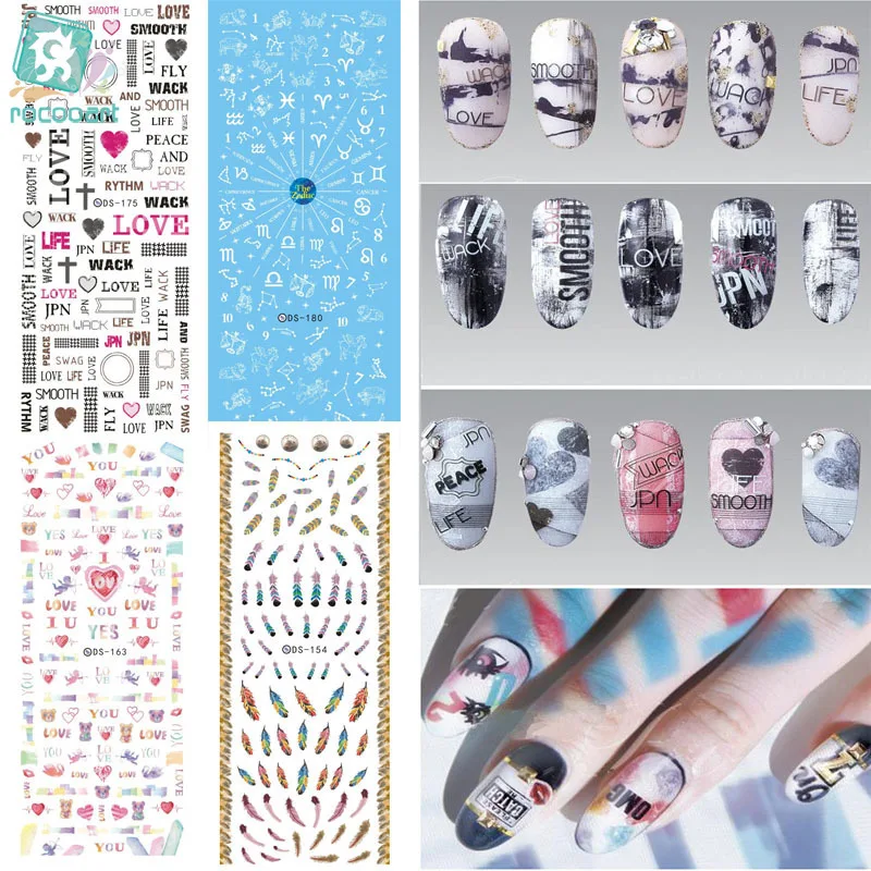 DS151-180 Multi Color New Water Transfer Nails Art Sticker Letters Elements Nail Wrap Sticker Tips Manicura stickers for nails
DS151-180 Multi Color New Water Transfer Nails Art Sticker Letters Elements Nail Wrap Sticker Tips Manicura stickers for nails