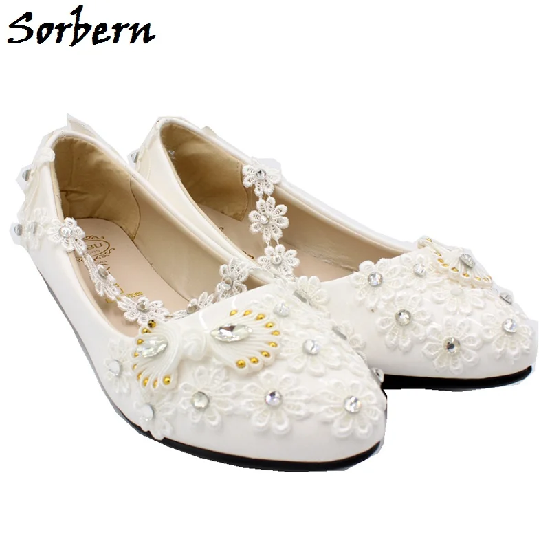 

Sorbern Rhinstones Wedding Shoes Slip-On Chinese Knot Small Size 1/3/5/8Cm Heel Appliques Round Toe Female Bridesmaid Shoes