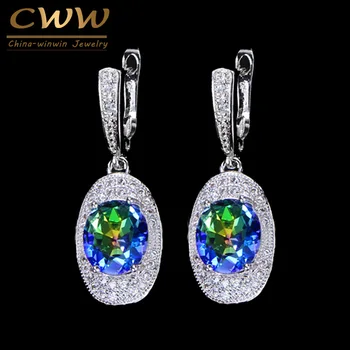 CWWZircons Stunning Silver Color Oval Shape Rainbow Fire Light Blue Crystal Dangle Earring for Women CZ226
CWWZircons Stunning Silver Color Oval Shape Rainbow Fire Light Blue Crystal Dangle Earring for Women CZ226