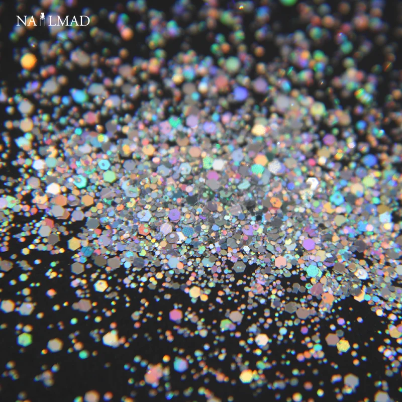 1 box Laser Nail Glitter Sequin Holographic Silver Glitter Powder Mixed Hexagon Nail Sparkle Manicure Makeup Nail Art Decoration 
1 box Laser Nail Glitter Sequin Holographic Silver Glitter Powder Mixed Hexagon Nail Sparkle Manicure Makeup Nail Art Decoration