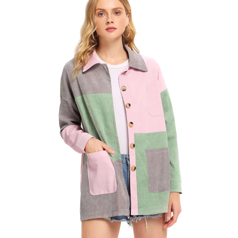 Autumn Women Jacket Corduroy Coat Long Sleeve Plaid Patchwork Pockets Casual Outwear AIC88
Autumn Women Jacket Corduroy Coat Long Sleeve Plaid Patchwork Pockets Casual Outwear AIC88