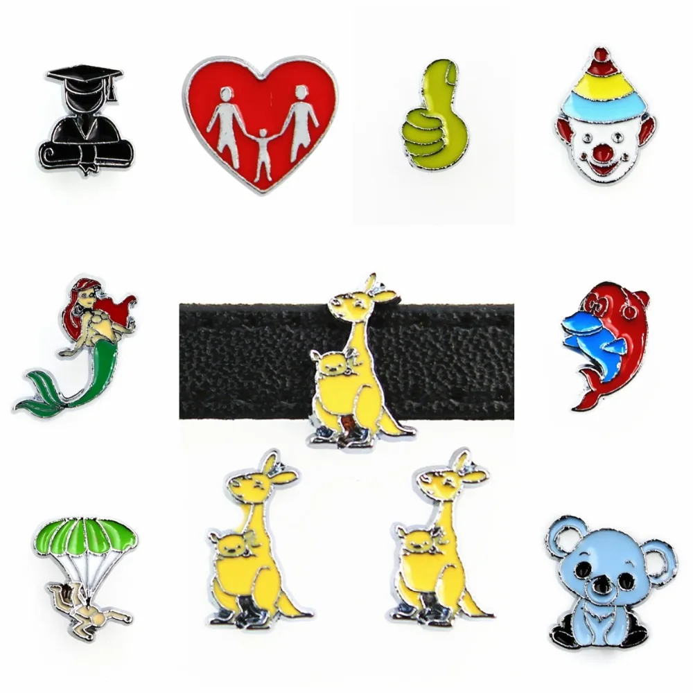 Free Shipping,10PCS Enamel Mouse Slide Slider Charms Fit 8mm Bracelets Belts