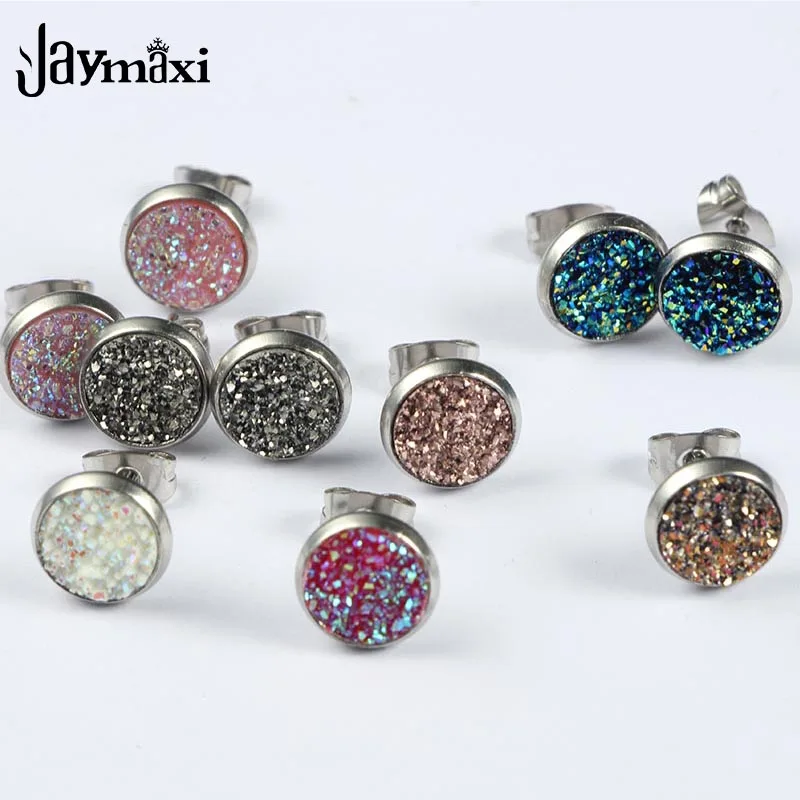 Jaymaxi Stainless Steel Earrings 8mm Dia Small Faux Druzy Resin Tiny Cute Women Children Jewelry Gift 14 Colors 3Pairs/lot
Jaymaxi Stainless Steel Earrings 8mm Dia Small Faux Druzy Resin Tiny Cute Women Children Jewelry Gift 14 Colors 3Pairs/lot