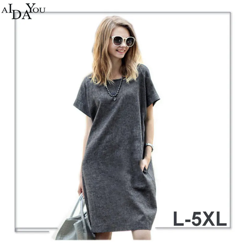 Summer cotton linen causal Dresses For Women o Neck Short Sleeve knee length plus size 5xl casual Dress for holiday ouc1147
Summer cotton linen causal Dresses For Women o Neck Short Sleeve knee length plus size 5xl casual Dress for holiday ouc1147