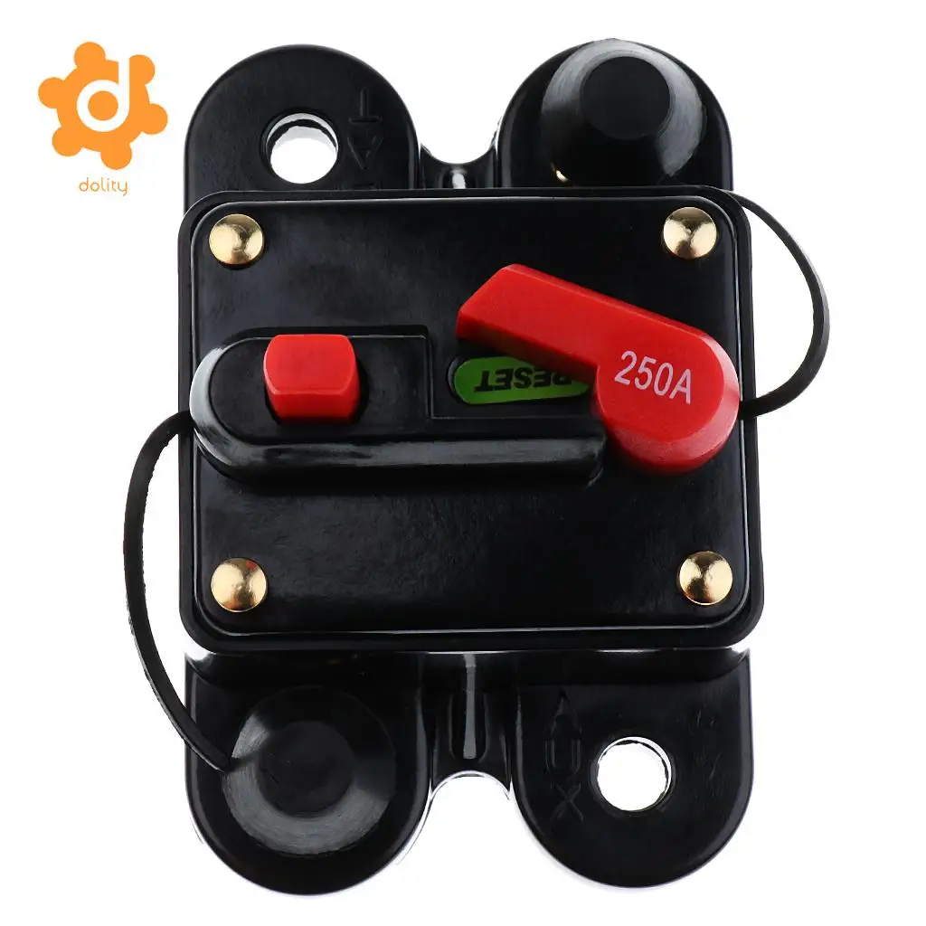 dolity 50A/150A/200A/250A Car Inline Manual Reset Circuit Breaker Fuse Power Protection DC12V-24V