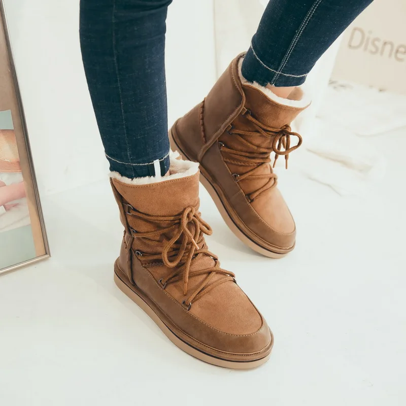 Teahoo Winter Genuine Leather Women Snow Boots Lace Up Flat Ankle Boots For Women Warm Plush Women Winter Boots Laides Shoes
Teahoo Winter Genuine Leather Women Snow Boots Lace Up Flat Ankle Boots For Women Warm Plush Women Winter Boots Laides Shoes