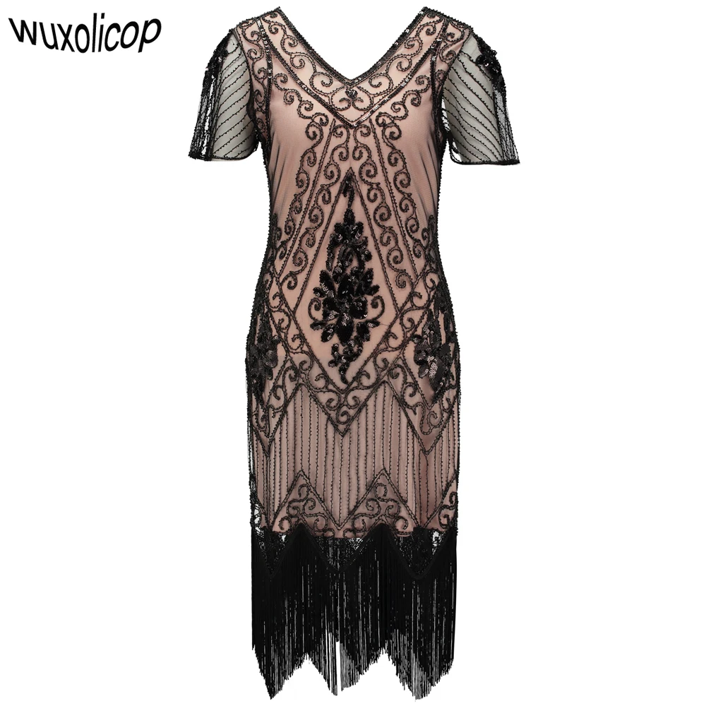 Embellished Beaded Sequin Dress Robe Vestidos Women 1920s Flapper Dress Vintage V Neck Butterfly Sleeve Long Great Gatsby Dress
Embellished Beaded Sequin Dress Robe Vestidos Women 1920s Flapper Dress Vintage V Neck Butterfly Sleeve Long Great Gatsby Dress