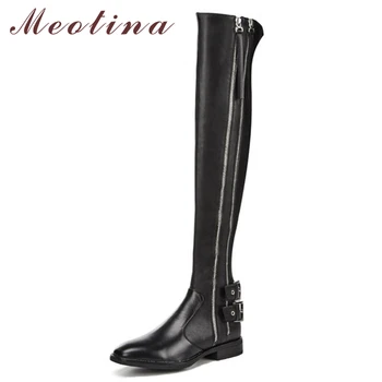 Meotina 2018 Winter Over the Knee Boots Rivets Motorcycle Boots Fashion Real Leather Riding Boots Buckle Thick Heel Zipper Black
Meotina 2018 Winter Over the Knee Boots Rivets Motorcycle Boots Fashion Real Leather Riding Boots Buckle Thick Heel Zipper Black