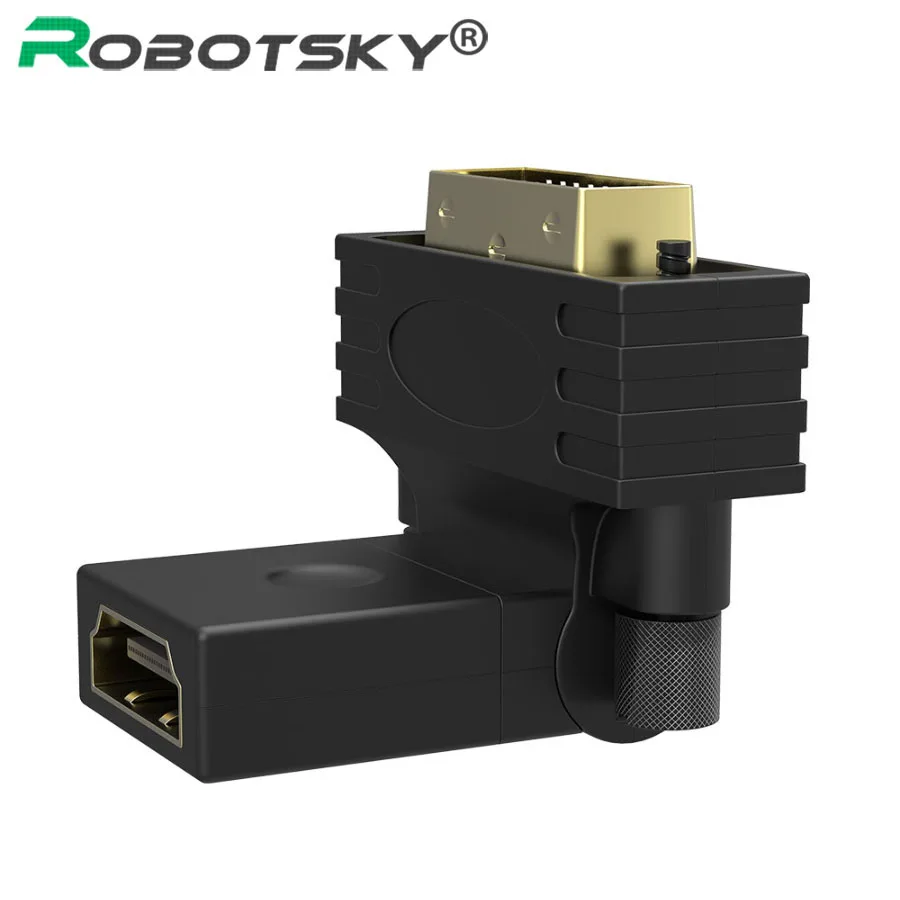 90 180 Degree Rotation DVI 24+1 to HDMI Convert For 1080P TV Projector Gold Plated DVI-D Male to Type A Female Adapter Connector
90 180 Degree Rotation DVI 24+1 to HDMI Convert For 1080P TV Projector Gold Plated DVI-D Male to Type A Female Adapter Connector
