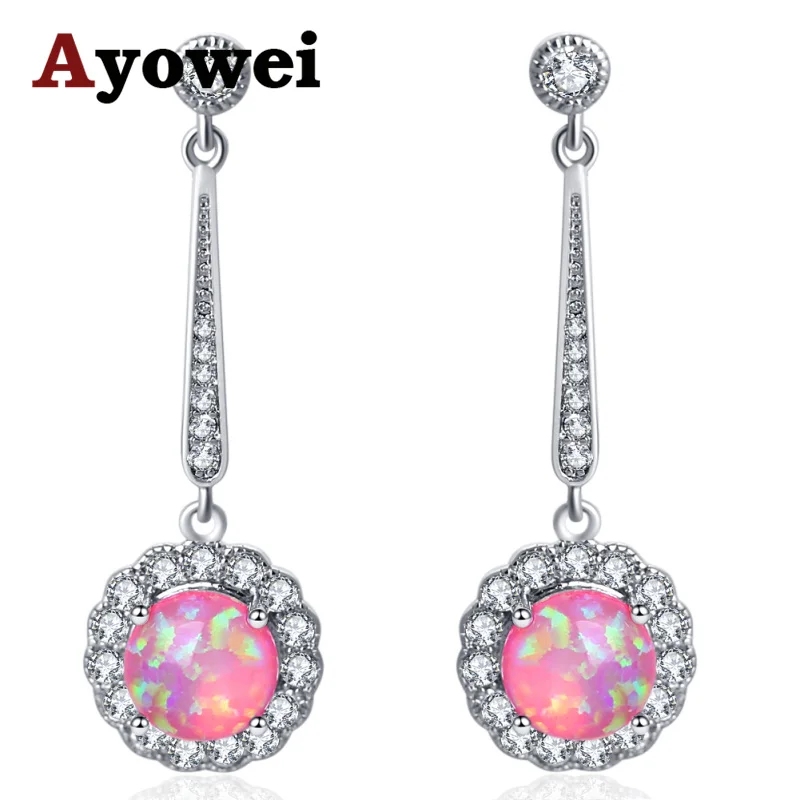 Ayowei Fashion Earrings Australian Crystal Pink Fire Opal White Crystal Dangle Silver Earrings Fashion Jewelry OE690A
Ayowei Fashion Earrings Australian Crystal Pink Fire Opal White Crystal Dangle Silver Earrings Fashion Jewelry OE690A