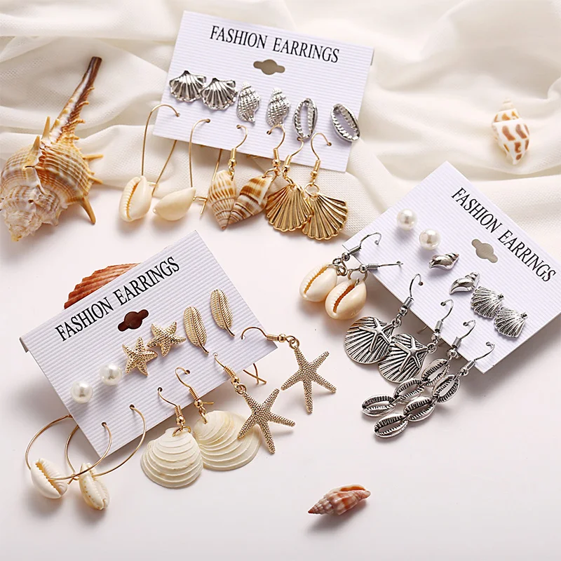 Women Summer Bohemian Fashion Tassel Girl Elegant Conch Drop Shell Earrings Gold Color Dangle 1Set Trendy Pearl Starfish Beach
Women Summer Bohemian Fashion Tassel Girl Elegant Conch Drop Shell Earrings Gold Color Dangle 1Set Trendy Pearl Starfish Beach