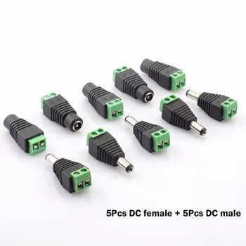 DC12V 5pcs Male + 5pcs Female 2.1x5.5MM DC Power Plug Jack Adapter Connector Plug for CCTV Single Color LED Strip Light
DC12V 5pcs Male + 5pcs Female 2.1x5.5MM DC Power Plug Jack Adapter Connector Plug for CCTV Single Color LED Strip Light