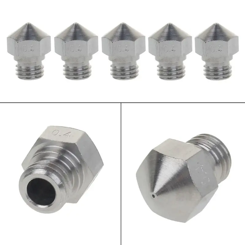 5Pcs MK10 Stainless Steel Nozzle For 3D Printer Parts 0.4mm 1.75mm Filament M7 Thread Nozzles Drop ship
5Pcs MK10 Stainless Steel Nozzle For 3D Printer Parts 0.4mm 1.75mm Filament M7 Thread Nozzles Drop ship