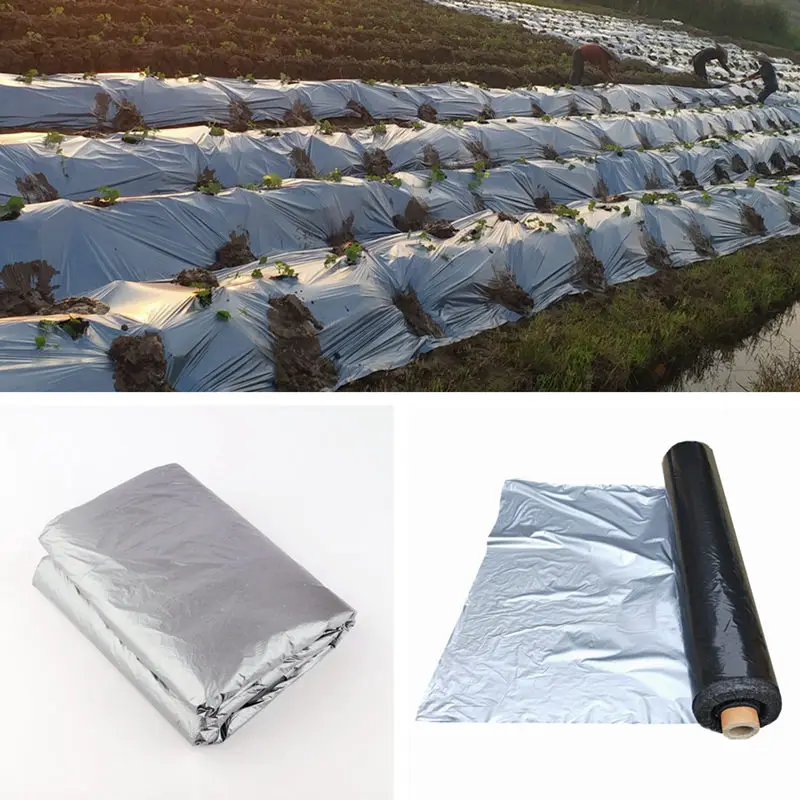

10m 0.02mm Mulch Film Silver Black Agriculture Ground Cover Film Plastic Mulch Frost Protection Keep Warm Weed Control