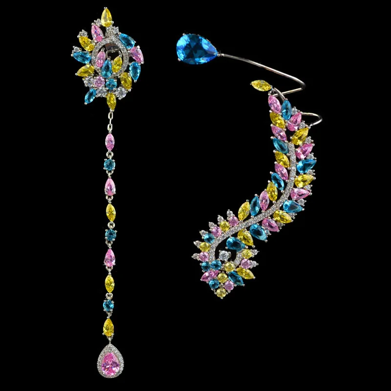 Luxury brand asymmetric design colorful multicolor Cubic Zirconia ear cuff earrings for women,high quality fashion jewelry
Luxury brand asymmetric design colorful multicolor Cubic Zirconia ear cuff earrings for women,high quality fashion jewelry