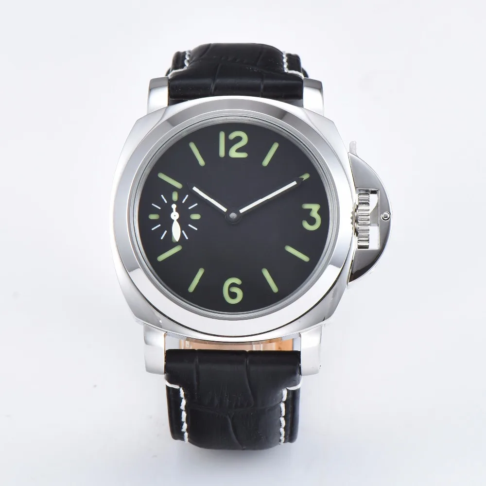 watch PARNIS 44mm Men's fashion with black dial stainless steel case leather strap hand wind mechanical watch P80-6
watch PARNIS 44mm Men's fashion with black dial stainless steel case leather strap hand wind mechanical watch P80-6