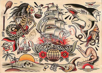 High quality creative tattoo pattern posters wall sticker 30X42 CM nostalgia retro kraft paper Inkjet printing art Decoration
High quality creative tattoo pattern posters wall sticker 30X42 CM nostalgia retro kraft paper Inkjet printing art Decoration
