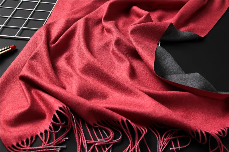 2017 new winter women scarf fashion solid double-side soft cashmere scarves shawls and wraps bandana female foulard Tassel 77