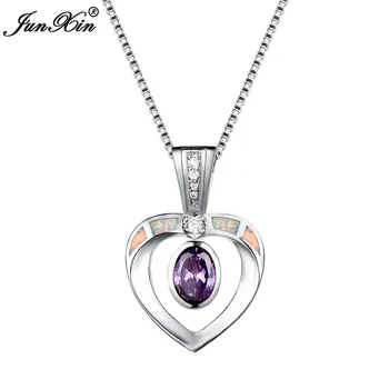 Boho Female Oval Heart Pendants Necklaces Fashion Silver Color Wedding Jewelry White Fire Opal Chain Necklaces For Women
Boho Female Oval Heart Pendants Necklaces Fashion Silver Color Wedding Jewelry White Fire Opal Chain Necklaces For Women