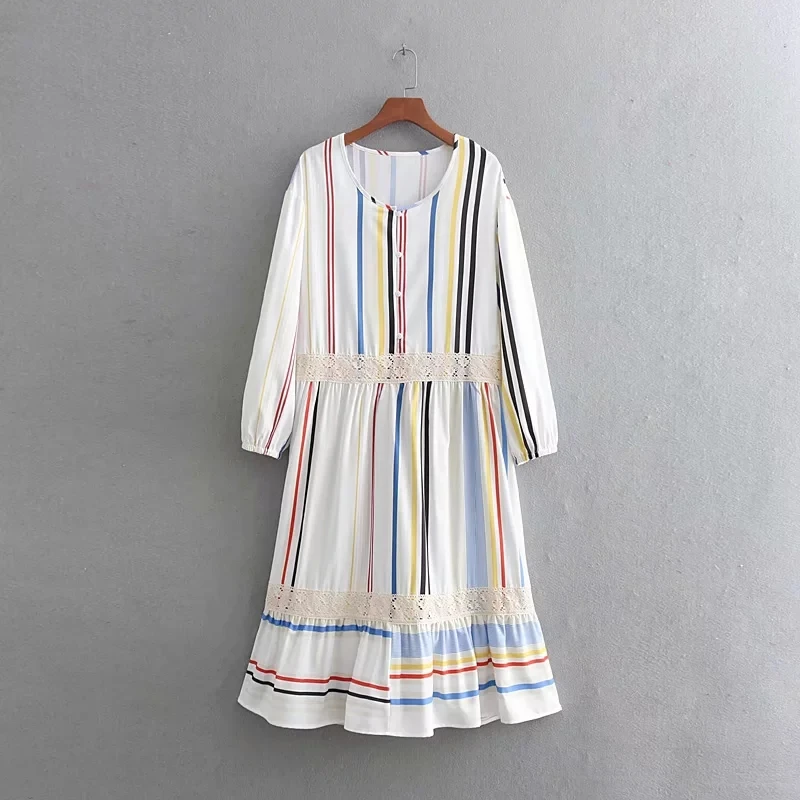 Stripe Dress Women Summer Elegant Party School Dress Spring O-Neck Full Sleeve Loose Slim Lace Mid-Calf Dresses Famale Clothing
Stripe Dress Women Summer Elegant Party School Dress Spring O-Neck Full Sleeve Loose Slim Lace Mid-Calf Dresses Famale Clothing