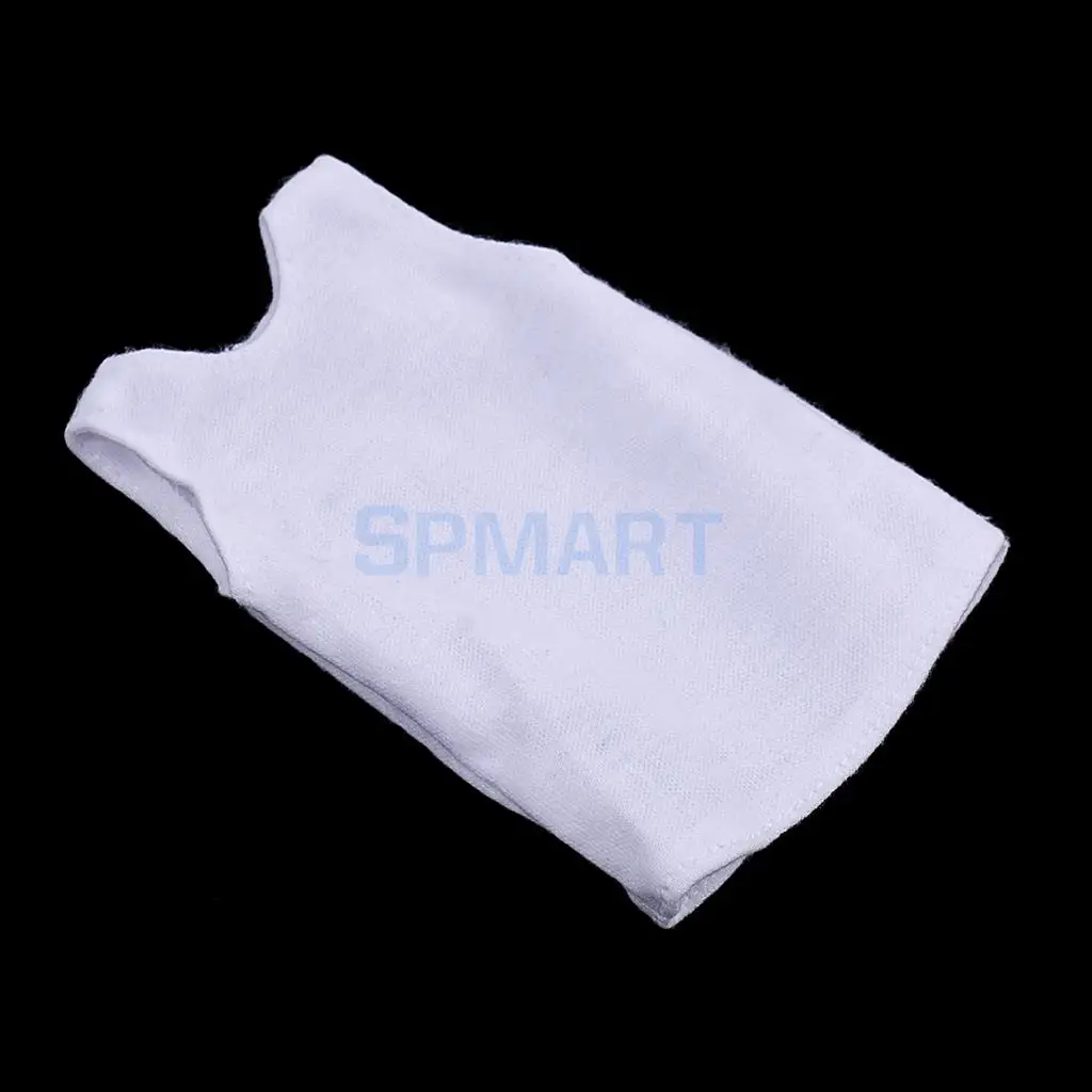 1/6 Mens White Vest T-shirt Tops Sleeveless Clothes for 12 1/6 Mens White Vest T-shirt Tops Sleeveless Clothes for 12