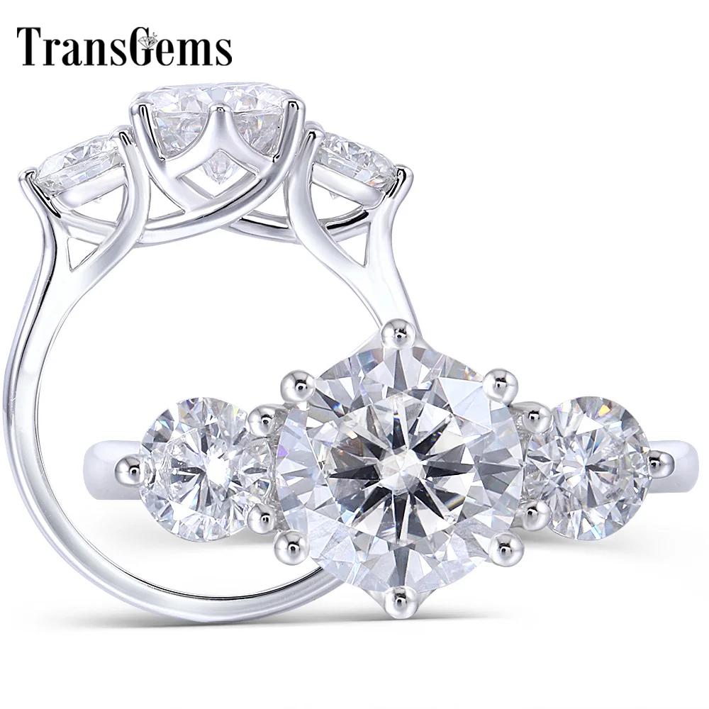 TransGems 10K White Gold 3.5CTW Center 2.5ct 8.5mm and Side 0.5ct 5mm F Color Moissanite 3 Stone Engagement Ring Trilogy Ring
TransGems 10K White Gold 3.5CTW Center 2.5ct 8.5mm and Side 0.5ct 5mm F Color Moissanite 3 Stone Engagement Ring Trilogy Ring