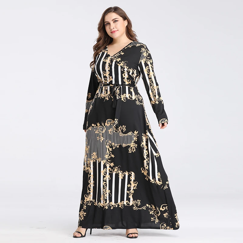 2019 Sexy belt Plus Size Summer Dress Women Vintage V-Neck party club long dress Elegant holiday Print maxi beach dress robe
2019 Sexy belt Plus Size Summer Dress Women Vintage V-Neck party club long dress Elegant holiday Print maxi beach dress robe