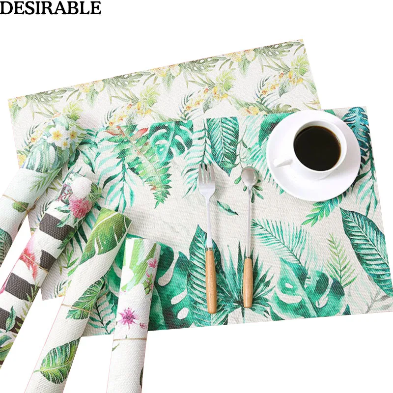 Chic Tropical Plants Tableware Pads PVC Dining Table Mat Heat Insulation Placemats Flamingo Green Leaf Bowl Coaster Western Pad 
Chic Tropical Plants Tableware Pads PVC Dining Table Mat Heat Insulation Placemats Flamingo Green Leaf Bowl Coaster Western Pad