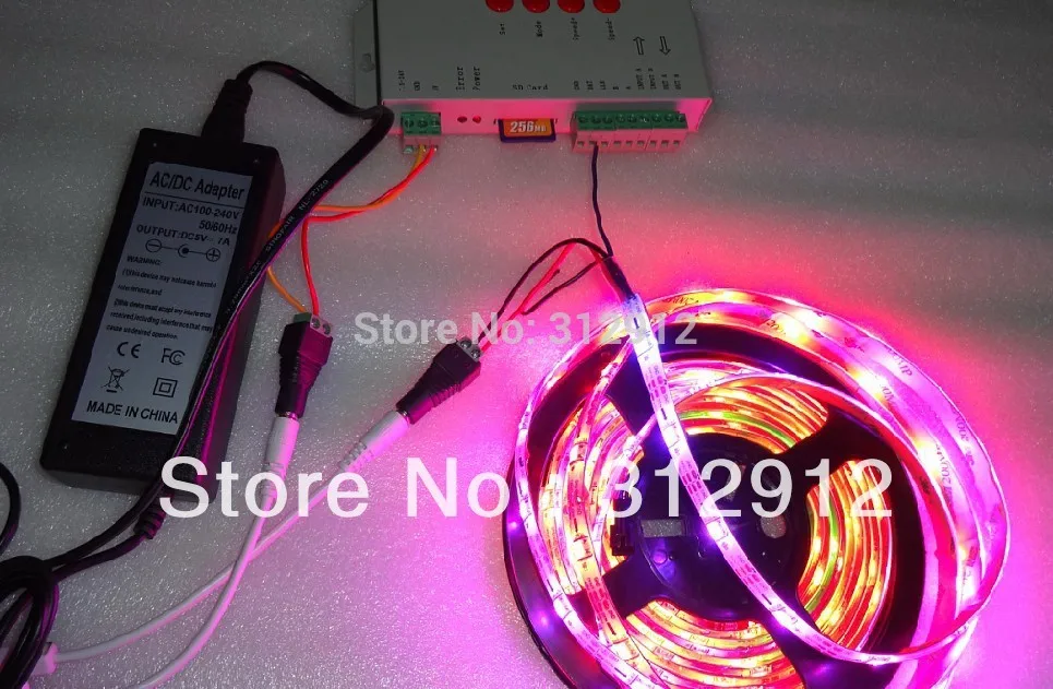 5m DC5V WS2812B led pixel srip,IP65(silicon coating)WHITE PCB;+T-1000S sd car controller+5V/7A power adaptor
5m DC5V WS2812B led pixel srip,IP65(silicon coating)WHITE PCB;+T-1000S sd car controller+5V/7A power adaptor