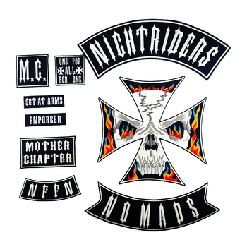 Night Riders Patches set Nomads Skull Cross Fire Biker Embroidery Patch Biker Motorcycle Jacket Badge Full Back Large Iron On
Night Riders Patches set Nomads Skull Cross Fire Biker Embroidery Patch Biker Motorcycle Jacket Badge Full Back Large Iron On