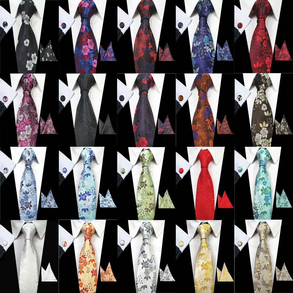 Men's 100% Silk Tie Handkerchief Cufflinks Set Various Floral Pocket Squares Ties Sets For Suits Jackets Wedding Party GL01-20
Men's 100% Silk Tie Handkerchief Cufflinks Set Various Floral Pocket Squares Ties Sets For Suits Jackets Wedding Party GL01-20