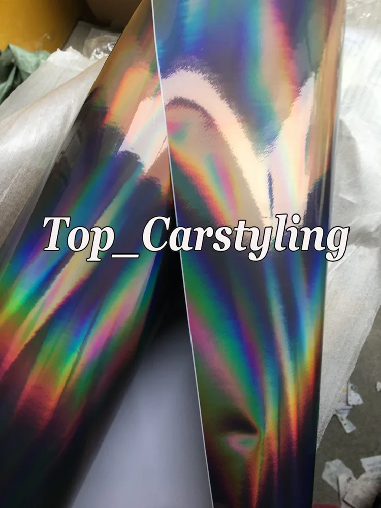 holographic chrome hologram black car wrap foil apa cast vinyl rainbow chameleon (2)