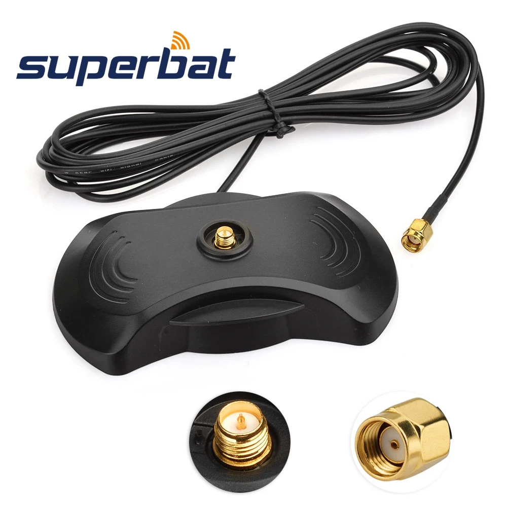 

Superbat 2.4GHz WiFi /GSM/3G/4G LTE Antenna Base with RP SMA Female Connector Strong Magnetic Antenna Base