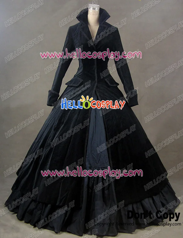 Victorian Gothic Black Gown Dress Coat Reenactment Stage Punk Lolita Dress Costume H008
Victorian Gothic Black Gown Dress Coat Reenactment Stage Punk Lolita Dress Costume H008