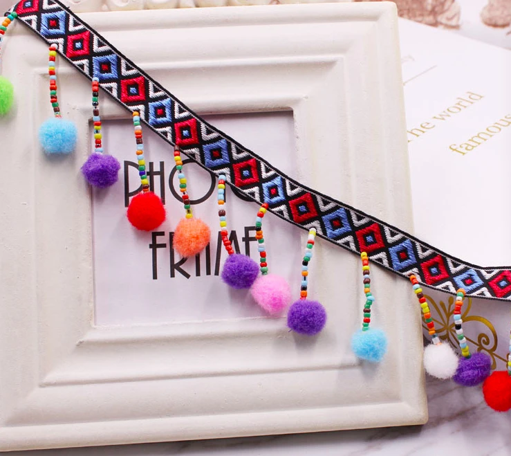 embroidery ethnic jacquard webbing woven tape beads pompom fringe lace trim ribbon 4.7cm tribal boho DIY sewing accessory native
embroidery ethnic jacquard webbing woven tape beads pompom fringe lace trim ribbon 4.7cm tribal boho DIY sewing accessory native