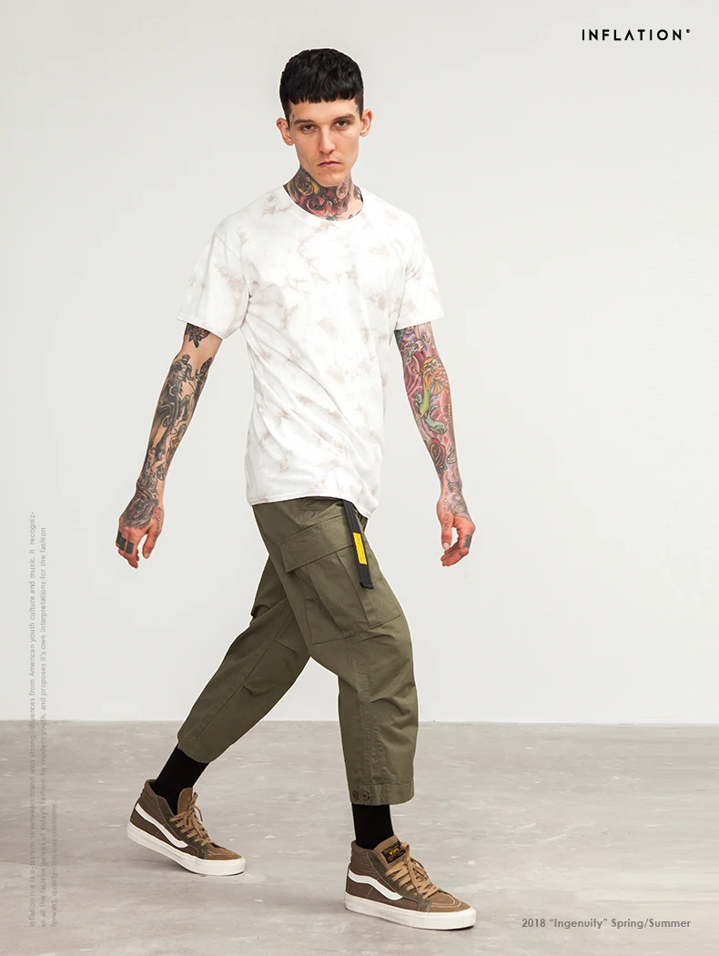 INFLATION Male Jogger Casual Plus Size Cotton Trousers Multi Pocket Military Style Army Green Orange Men's Cargo Pants 8403S 32