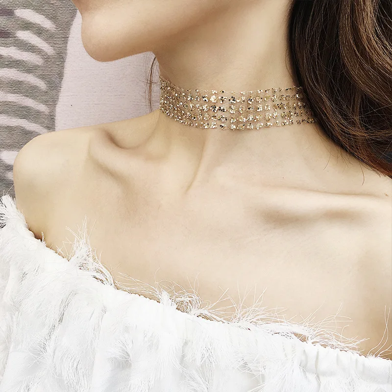 Mesh Chocker Shining Sequins Chokers Necklaces for Women 2019 Fashion Jewelry Sexy Short Necklace Female Gold Silver Color
Mesh Chocker Shining Sequins Chokers Necklaces for Women 2019 Fashion Jewelry Sexy Short Necklace Female Gold Silver Color