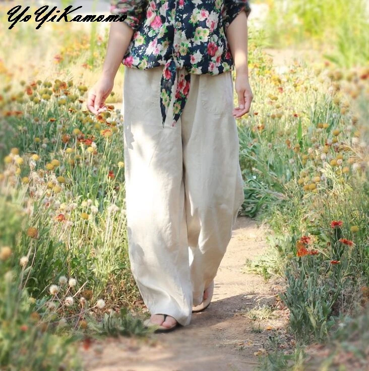 Women Autumn 2018 Thin Linen Pants Elastic Waist Solid Color beige Pants For Female Casual Ladies Vintage Trousers
Women Autumn 2018 Thin Linen Pants Elastic Waist Solid Color beige Pants For Female Casual Ladies Vintage Trousers