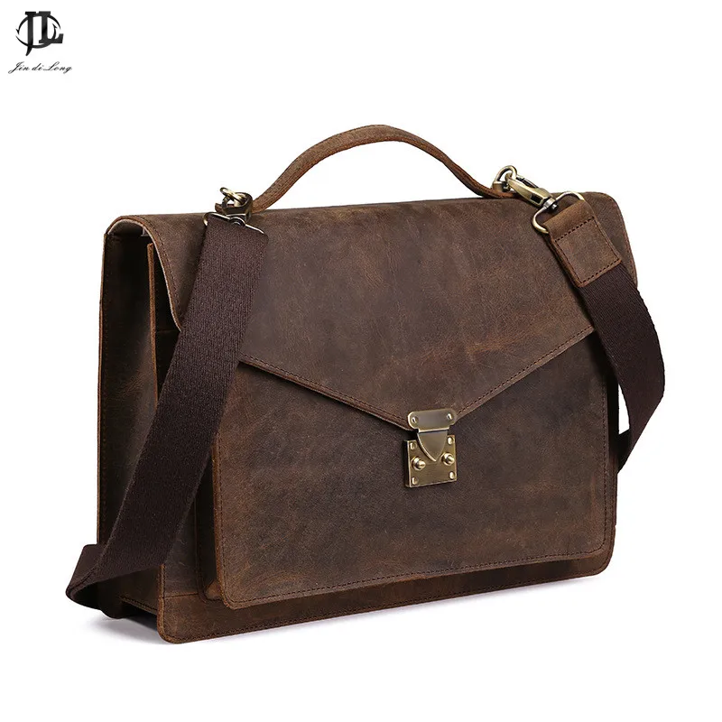 Men's Bag Genuine Leather Briefcase Simple Business Bag Crazy Horse Leather Retro Bag 
Men's Bag Genuine Leather Briefcase Simple Business Bag Crazy Horse Leather Retro Bag