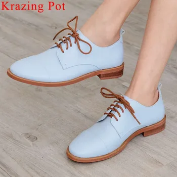 2019 concise british style luxury genuine leather covered low heels lace up pumps vintage mixed colors party dating shoes L39
2019 concise british style luxury genuine leather covered low heels lace up pumps vintage mixed colors party dating shoes L39