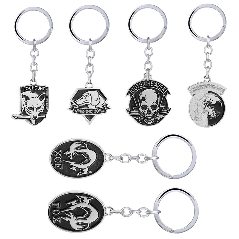 Game Metal Gear Solid 5 Keychains Fox Hound Outer Heaven llaveros Metal Pendant Keyring Car Key Chain Skull Animal Souvenir Gift
Game Metal Gear Solid 5 Keychains Fox Hound Outer Heaven llaveros Metal Pendant Keyring Car Key Chain Skull Animal Souvenir Gift
