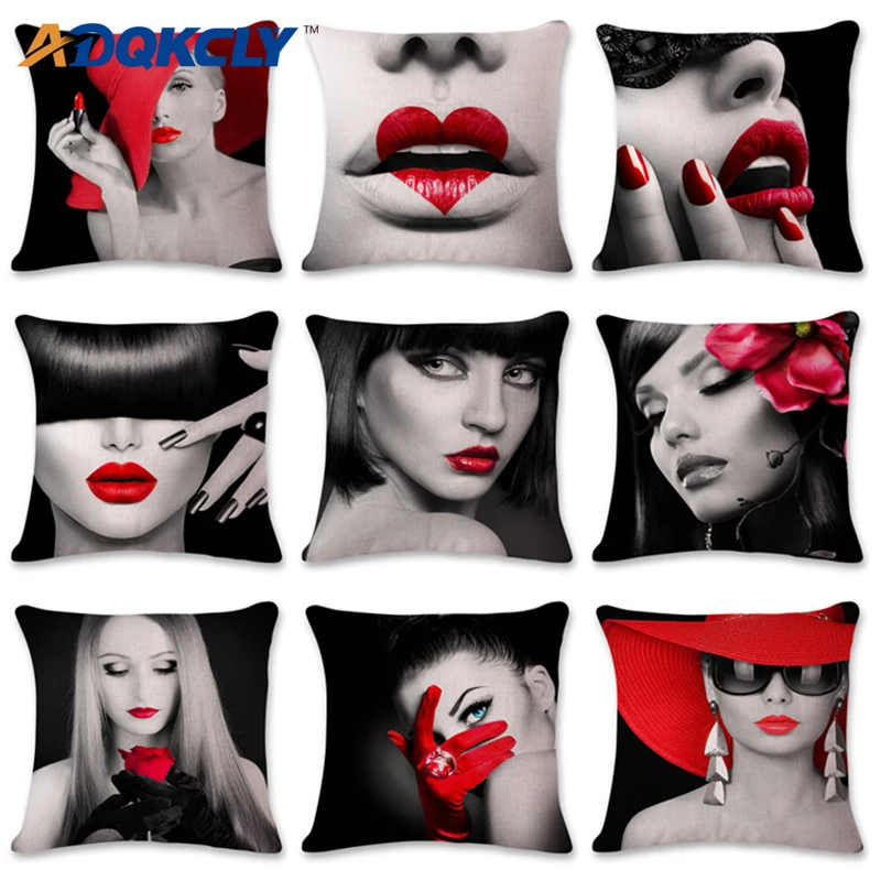 ADQKCLY Sexy Lady Pattern Cushion Cover Red Lip Linen throw Pillowcase Decoration Sofa Car Seats 43*43cm Square Pillow Cover 1PC
ADQKCLY Sexy Lady Pattern Cushion Cover Red Lip Linen throw Pillowcase Decoration Sofa Car Seats 43*43cm Square Pillow Cover 1PC