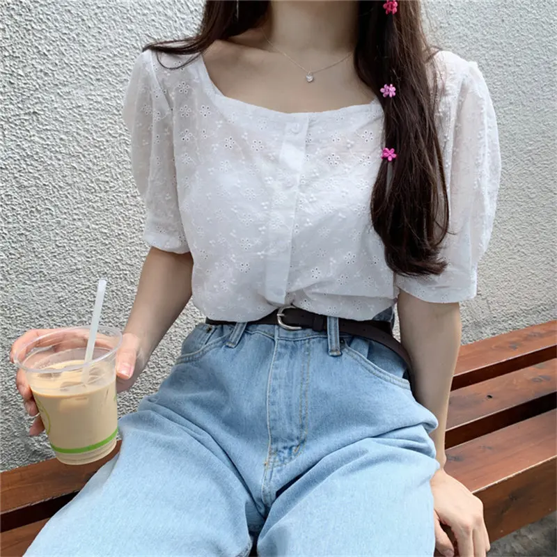Alien Kitty Hot Casual Back Drawstring 2019 Summer Hook Flowers Short Sleeves New Elegant Loose Sweet All Match White Shirts
Alien Kitty Hot Casual Back Drawstring 2019 Summer Hook Flowers Short Sleeves New Elegant Loose Sweet All Match White Shirts