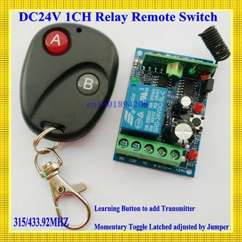 DC 24V 10A Relay 1CH AB Button RF wireless remote control switch system1Receiver /switch&1Transmitter/remote control 315/433MHZ
DC 24V 10A Relay 1CH AB Button RF wireless remote control switch system1Receiver /switch&1Transmitter/remote control 315/433MHZ