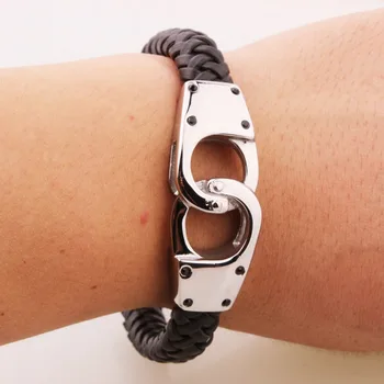 Birthday Gift Stainless Steel Silver Color Handcuffs Punk Jewelry Black Braided Leather Wristband Mens Boys Bracelet Bangle8.66"
Birthday Gift Stainless Steel Silver Color Handcuffs Punk Jewelry Black Braided Leather Wristband Mens Boys Bracelet Bangle8.66"