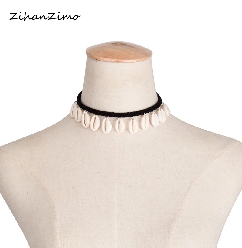 Summer beach shell pendant necklace handmade black cotton woven neck chain clavicle chain casual simple style shell pendant acce 
Summer beach shell pendant necklace handmade black cotton woven neck chain clavicle chain casual simple style shell pendant acce