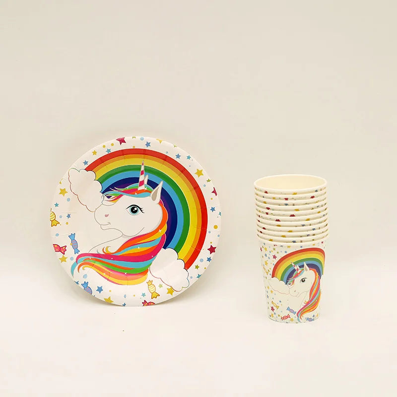 High-quality Unicorn theme 12pcs 6 Cup+6 Plate Disposable Tableware Set Children Happy Birthday Party Supplies Decorations
High-quality Unicorn theme 12pcs 6 Cup+6 Plate Disposable Tableware Set Children Happy Birthday Party Supplies Decorations