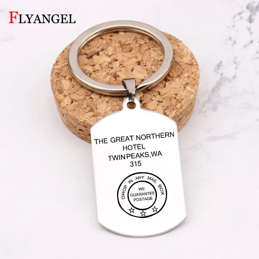 New Fashion Twin Peaks Souvenir keychain Dog Tag Key chain The Great Northern Hotel Keyring Jewelry Gifts for Women Men friends | Украшения